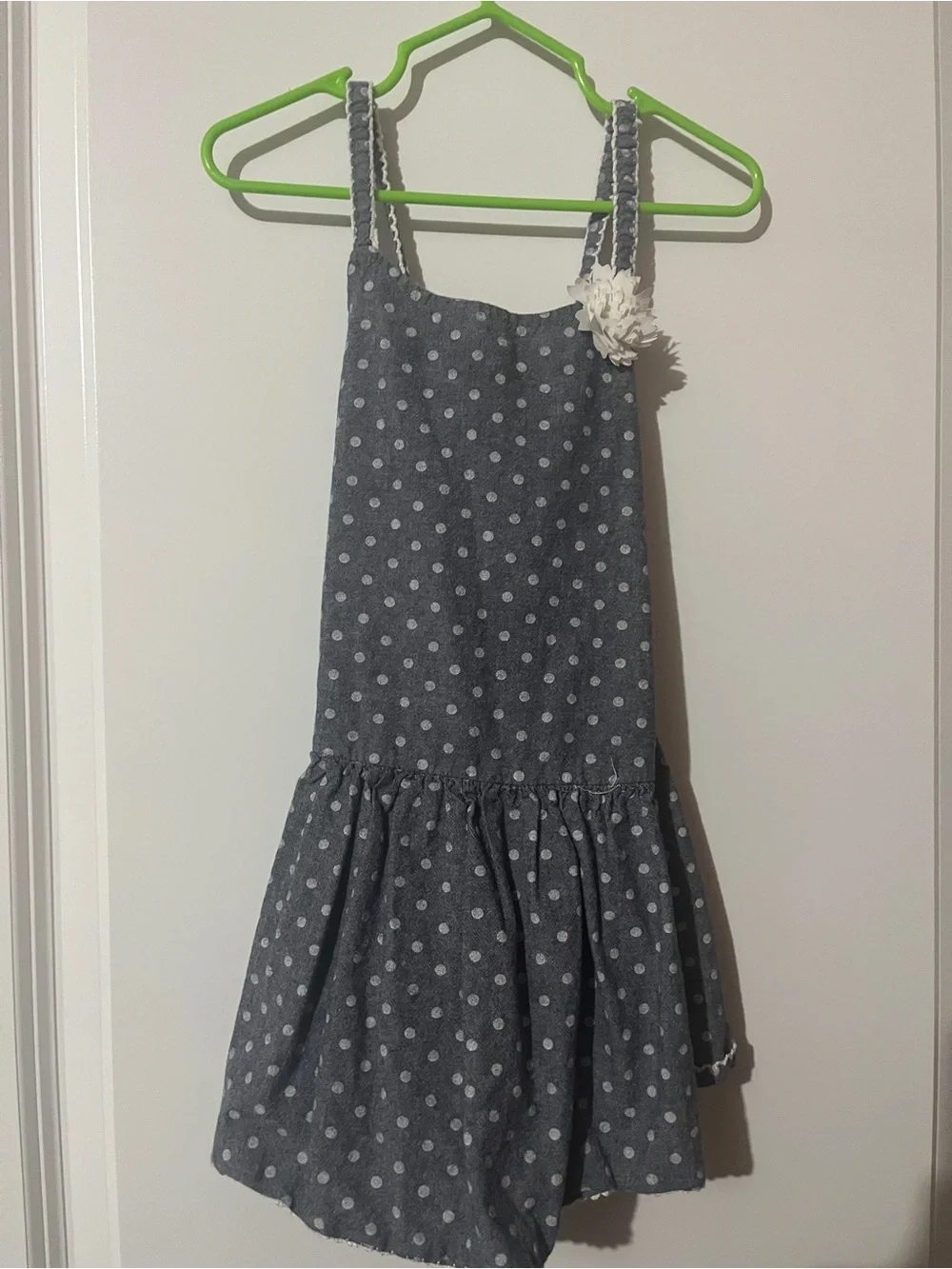 OshKosh B'gosh Gray Polka Dot Sundress with White Flower